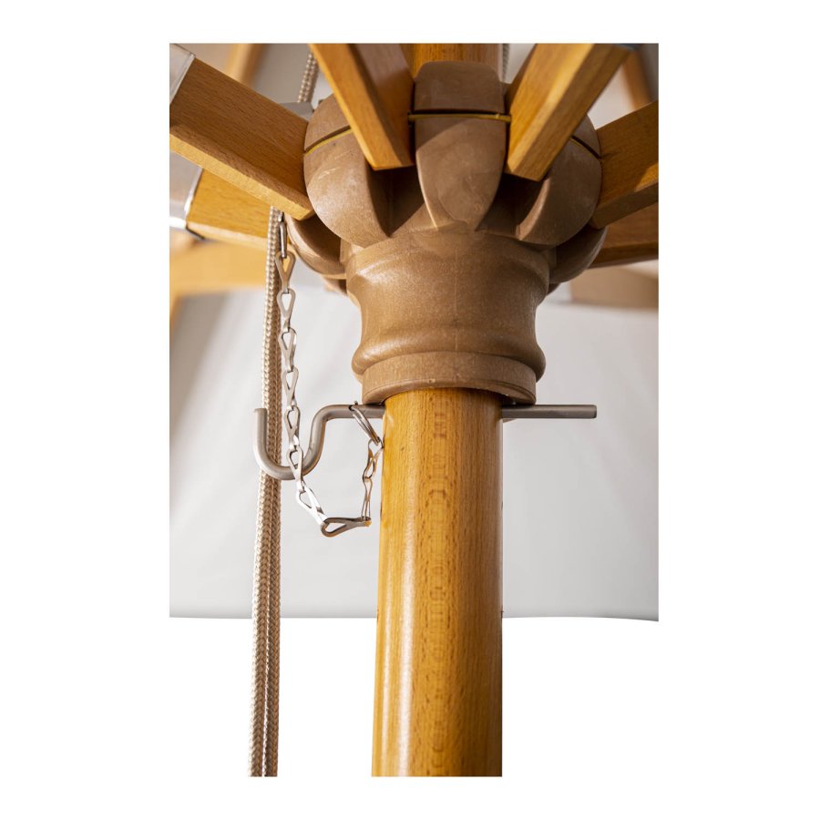 VENTURE DESIGN Naxos parasoll 3m - hvit polyester og naturlig tre 