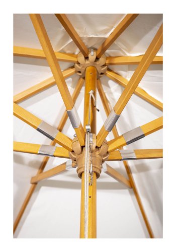 VENTURE DESIGN Naxos parasoll 3m - hvit polyester og naturlig tre 