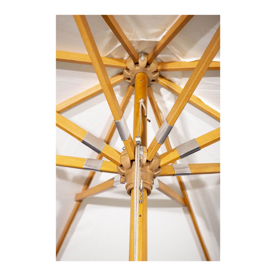 VENTURE DESIGN Naxos parasoll 3m - hvit polyester og naturlig tre 