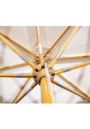 VENTURE DESIGN Naxos parasoll 3m - hvit polyester og naturlig tre 