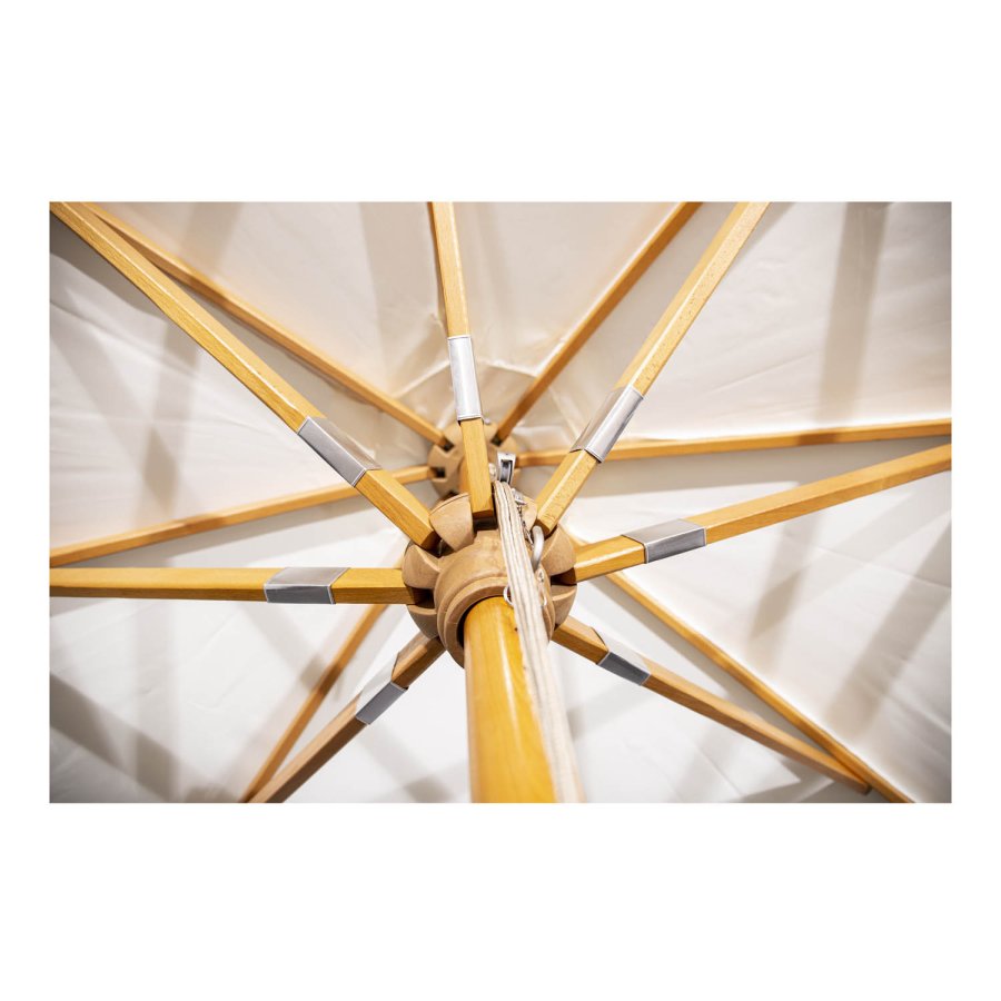 VENTURE DESIGN Naxos parasoll 3m - hvit polyester og naturlig tre 