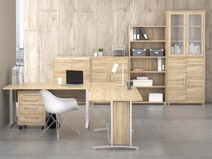 
TVILUM Prima vitrineskab - egestruktur træ, 2 glaslåger
