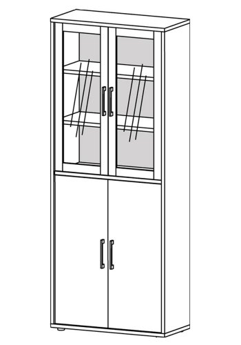 
TVILUM Prima vitrineskab - egestruktur træ, 2 glaslåger
