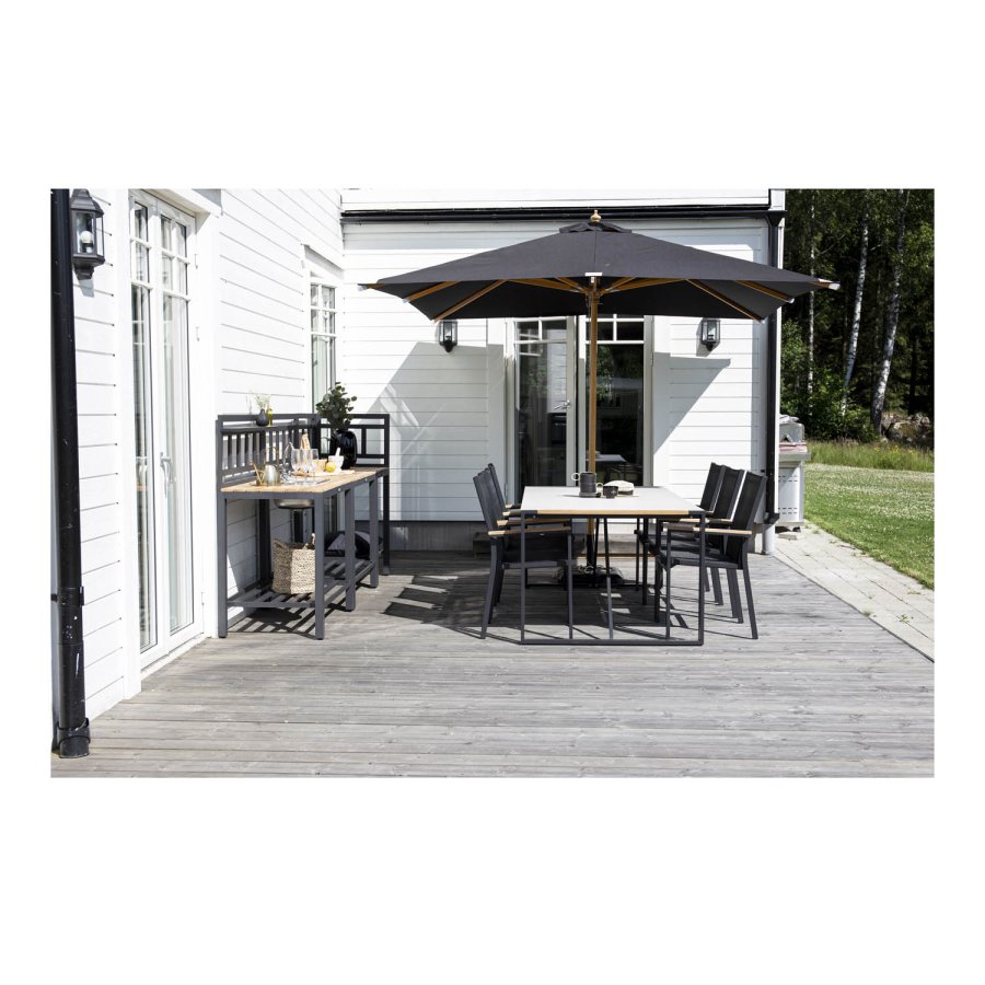 VENTURE DESIGN Naxos parasoll 3m - naturlig tre og sort polyester 