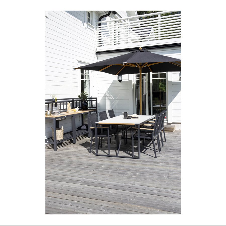 VENTURE DESIGN Naxos parasoll 3m - naturlig tre og sort polyester 