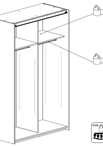 
TVILUM VERONA skydedørsskab - hvidt træ, 2 smalle skydedøre
