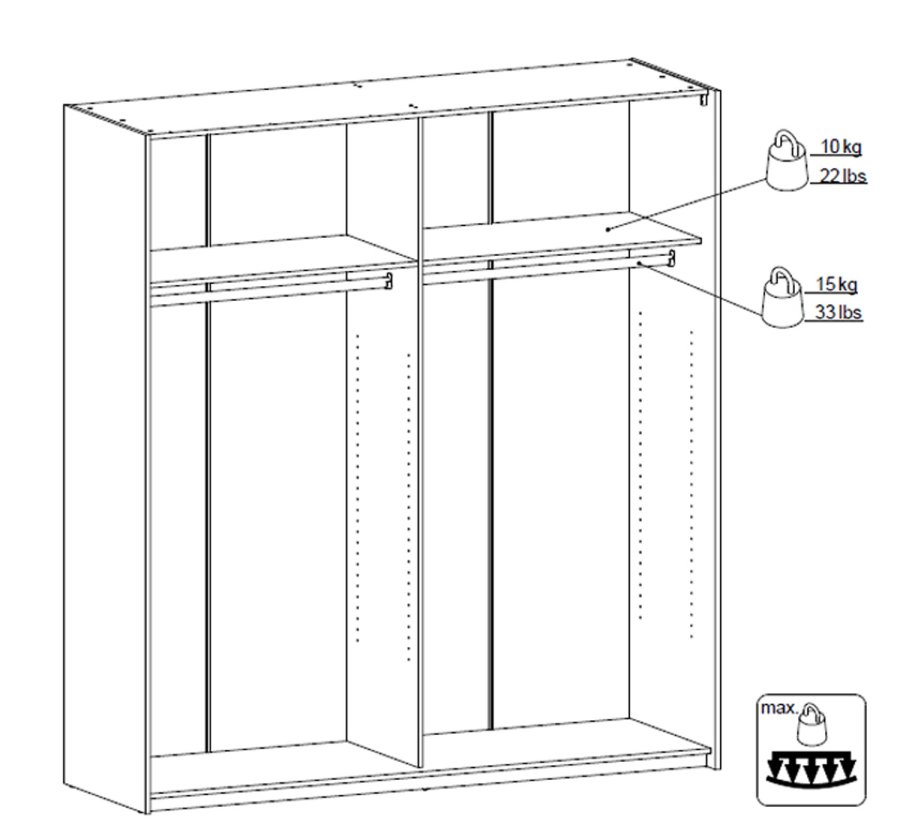 
TVILUM verona garderobeskab - hvid træ, 2 skydedøre
