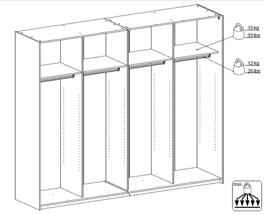 
TVILUM Verona skydedørsskab - hvid, natur træ, 2 skydedøre
