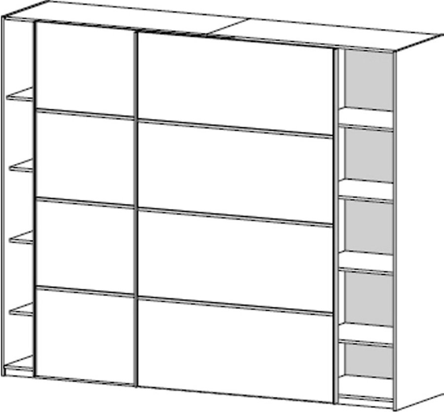 TVILUM Verona skjutdrrsgarderob - vit tr, 2 skjutdrrar, med hyllor, bred
