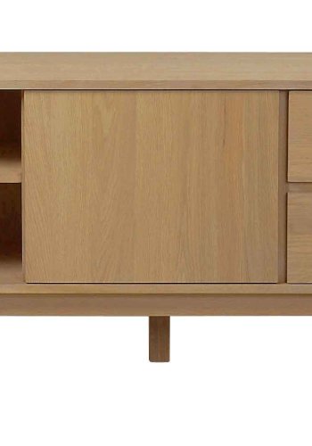 ROWICO Yumi TV-bord - lakeret egetr, 2 skuffer, 1 hylde, 1 lge 