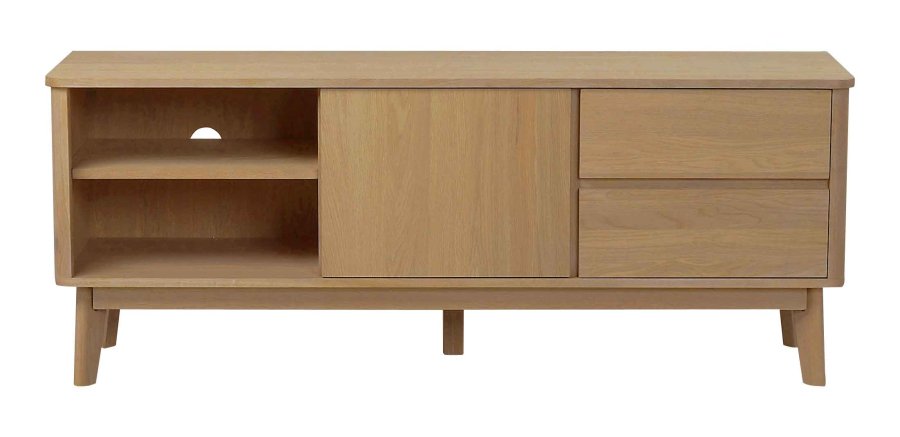 ROWICO Yumi TV-bord - lakeret egetr, 2 skuffer, 1 hylde, 1 lge 