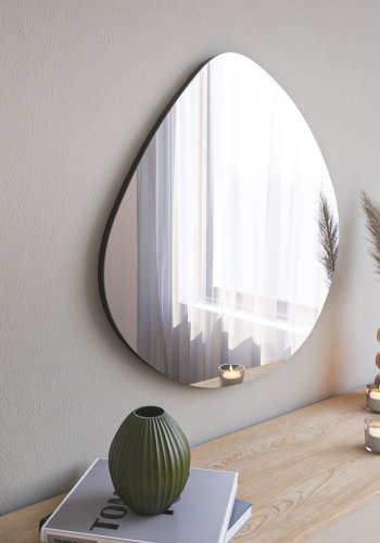 NORDVÄRK Besso vgspejl, organisk - spejlglas og sort MDF (60x60)