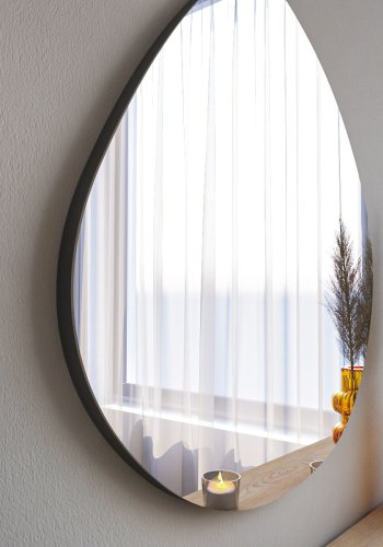 NORDVÄRK Besso vgspejl, organisk - spejlglas og sort MDF (60x60)