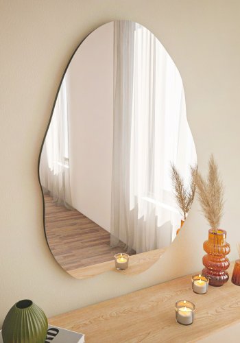 NORDVÄRK Ohho vgspejl, organisk - spejlglas og sort MDF (85x60)