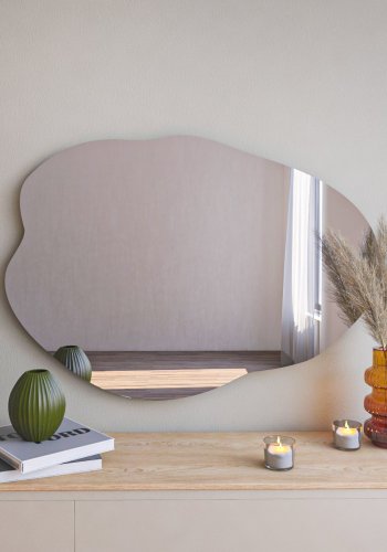 NORDVÄRK Ohho vgspejl, organisk - spejlglas og sort MDF (85x60)