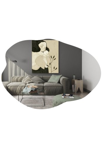 NORDVÄRK Ohho vgspejl, organisk - spejlglas og sort MDF (85x60)