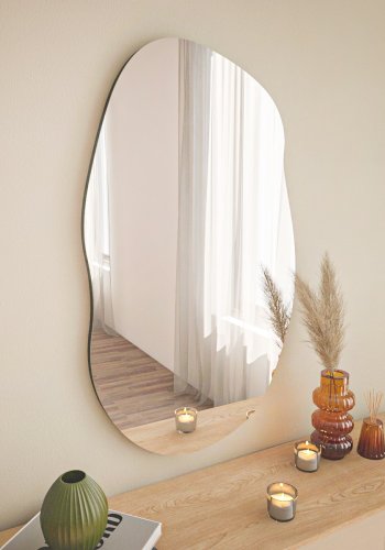 NORDVÄRK Lossa veggspeil, organisk - speilglass og svart MDF (89x52)