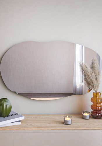 NORDVÄRK Lossa veggspeil, organisk - speilglass og svart MDF (89x52)