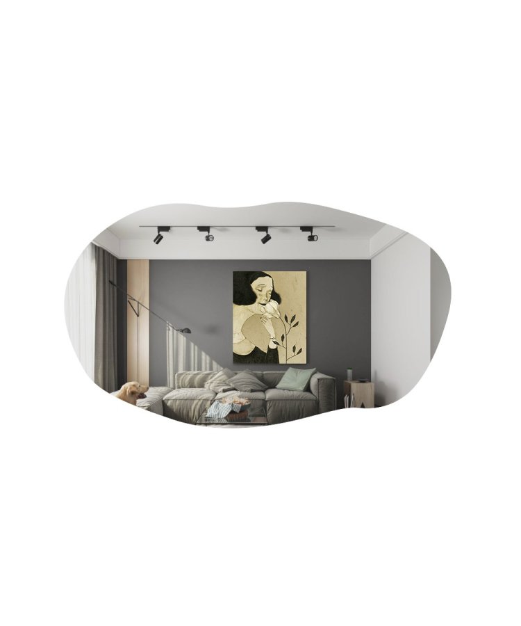 NORDVÄRK Lossa veggspeil, organisk - speilglass og svart MDF (89x52)