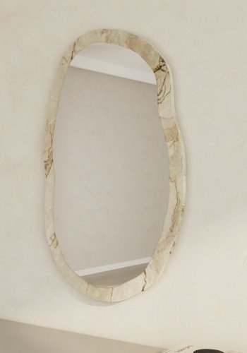 NORDVÄRK Lossa vgspejl, organisk - spejlglas og hvid MDF (86x52)