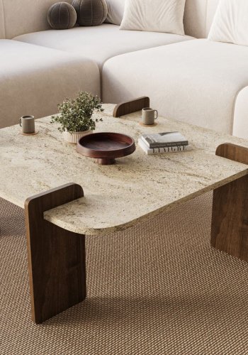 NORDV�RK Afrolli - Travertin, salongbord i valn�tt