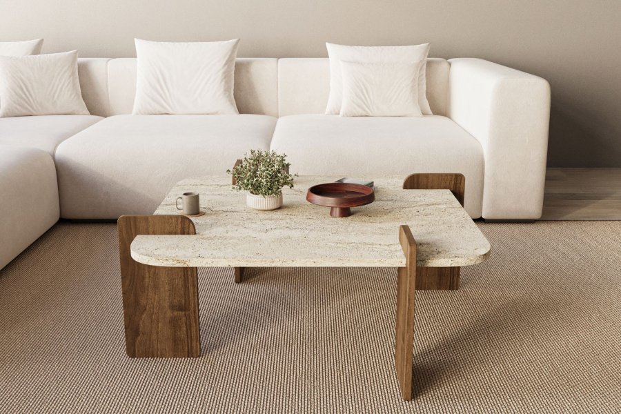 NORDV�RK Afrolli - Travertin, salongbord i valn�tt