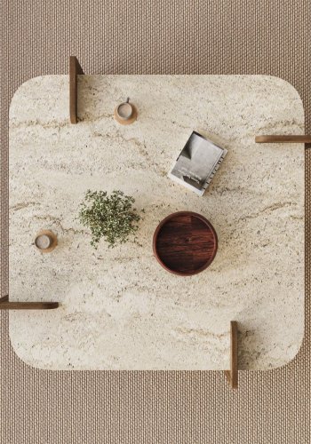 NORDV�RK Afrolli - Travertin, salongbord i valn�tt