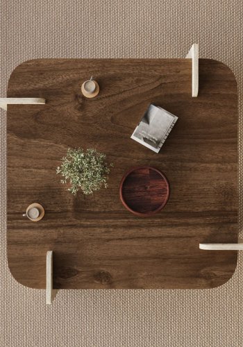 NORDV�RK Afrolli - Valn�tt, Travertin salongbord