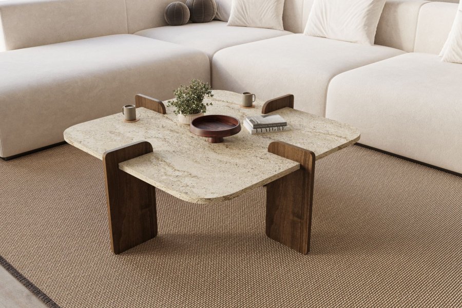 NORDV�RK Poalla - Travertin, valn�tt salongbord