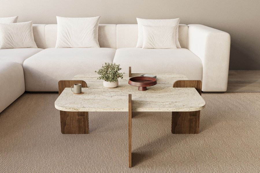 NORDV�RK Poalla - Travertin, valn�tt salongbord