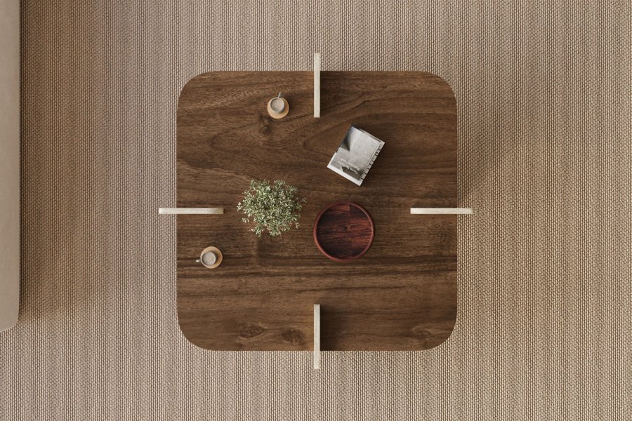 NORDV�RK Poalla - Valn�tt, Travertin salongbord