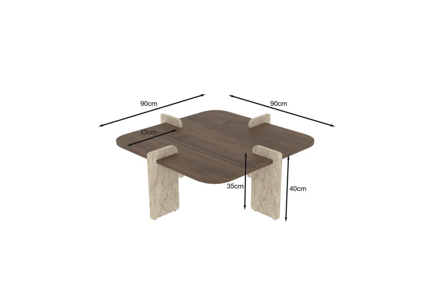 NORDV�RK Poalla - Valn�tt, Travertin salongbord