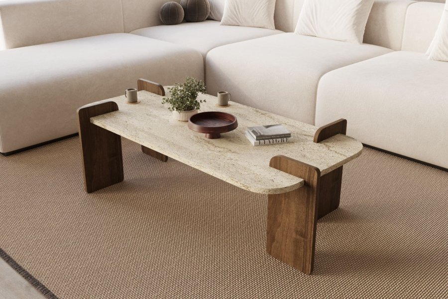 NORDV�RK Leapiri � Travertin, salongbord i valn�tt