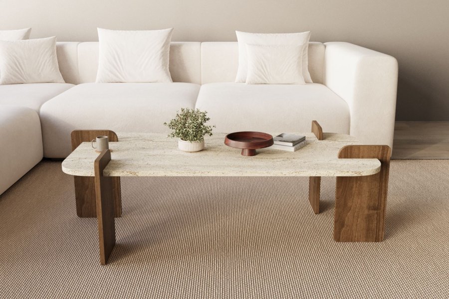 NORDV�RK Leapiri � Travertin, salongbord i valn�tt