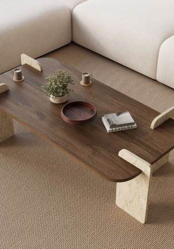 NORDV�RK Leapiri � salongbord i valn�tt, travertin