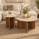 NORDV�RK Private sofabord, rund - sand travertin og brun valn�d melamin (s�t af 2)
