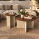 NORDV�RK Private sofabord, rund - brun valn�d og sand travertin melamin (s�t af 2)