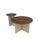 NORDV�RK Private sofabord, rund - brun valn�d og sand travertin melamin (s�t af 2)