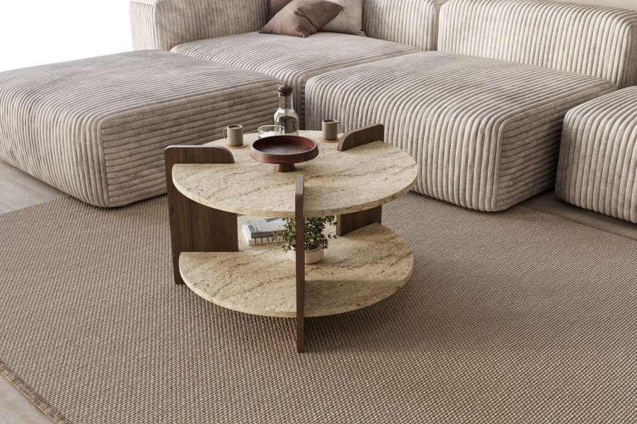 NORDV�RK Oalla � Travertin, salongbord i valn�tt