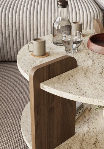 NORDV�RK Oalla � Travertin, salongbord i valn�tt