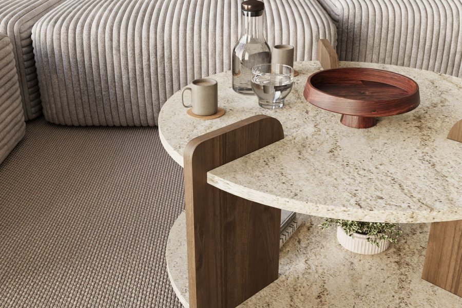 NORDV�RK Oalla � Travertin, salongbord i valn�tt