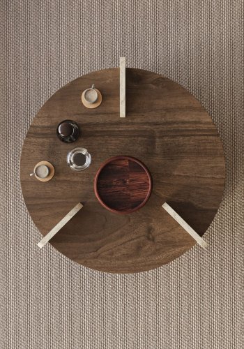 NORDV�RK Oalla - Valn�tt, Travertin salongbord