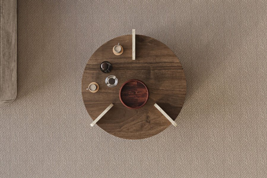 NORDV�RK Oalla - Valn�tt, Travertin salongbord