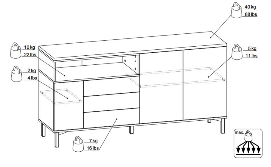 TVILUM Roomers skjenk - Sort/Valntt