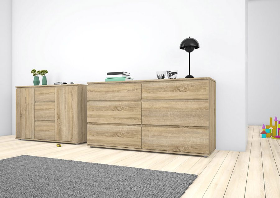 TVILUM Nova Sideboard - Naturfarbenes Verbundholz, Eichenstruktur, (84x40)