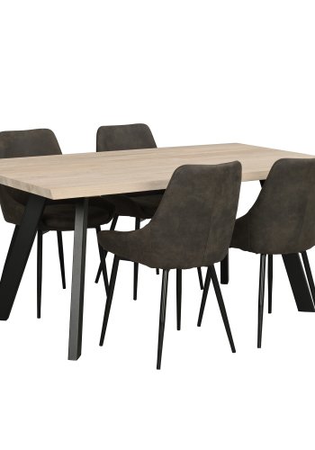 ROWICO rektangulr Fred spisebord - hvidvasket eg og sort metal (170x95)
