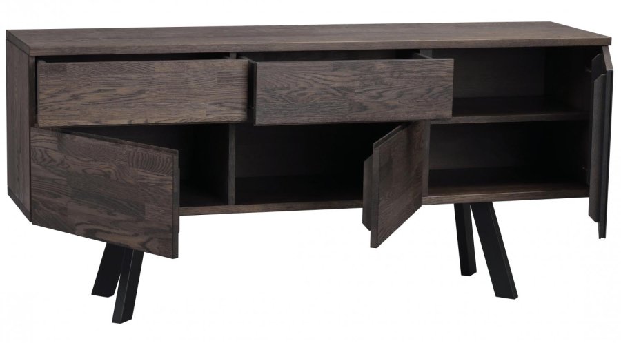 ROWICO Fred Sideboard - Eiche dunkelbraun, mit 2 Schubladen und 3 Türen 