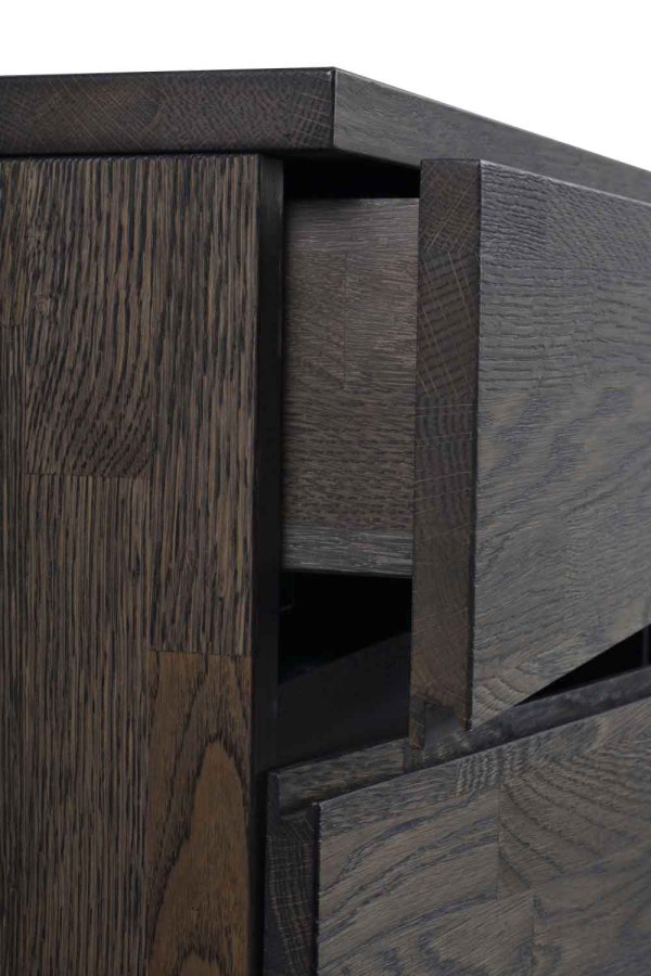 ROWICO Fred Sideboard - Eiche dunkelbraun, mit 2 Schubladen und 3 Türen 