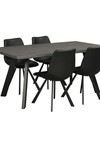 ROWICO rechteckiger Esstisch Fred - dunkelbraune Eiche und schwarzes Metall (170x95)