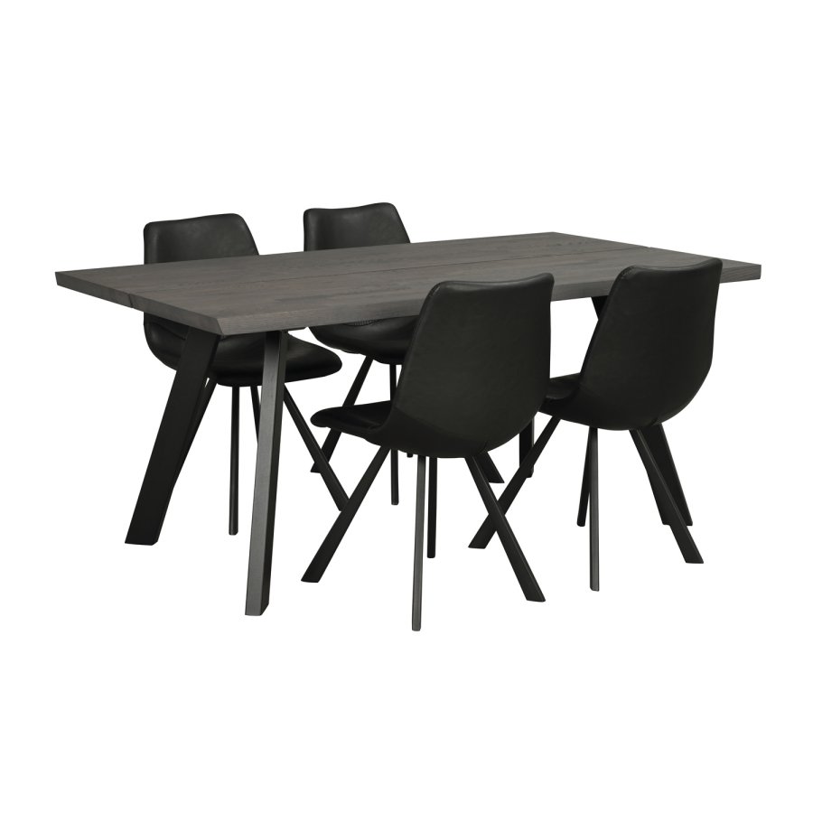 ROWICO rechteckiger Esstisch Fred - dunkelbraune Eiche und schwarzes Metall (170x95)